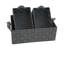 Franz Müller Flechtwaren Aufbewahrungskorb, Nylon, Schwarz, 32 x 23 x 12 cm