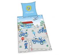 Herding Young Collection Bettwäsche-Set, Polizei Wendemotiv, Bettbezug 140 x 200cm, Kopfkissenbezug 70 x 90cm, Baumwolle/Renforcé