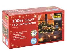 Idena LED Solarlichterkette 100-er mit Solarmodul und Erdspieß, 2 Leuchtfunktionen, warmweiß, 30440
