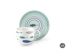 Excelsa North Sea Espressotassen mit Untertasse, Porzellan, 6 Stück