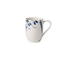 Villeroy & Boch Vieux Luxembourg Brindille Kaffeebecher, 370 ml, Höhe: 10,4 cm, Premium Porzellan, Weiß/Blau