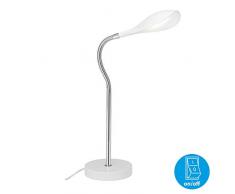 Briloner Leuchten LED Tischleuchte, Tischlampe Schnurschalter, inkl. Flexschlauch, 500 Lumen, 3.000 Kelvin, Chrom-Weiß, 4.5 W