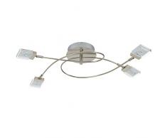 Briloner Leuchten 2530-042S A+, LED Deckenstrahler, Deckenleuchte dimmbar, Farbsteuerung / Farbwechsel mit Fernbedienung 16 Farbprogrammen, Metall, 14.4 Watt, matt-nickel, 76.4 x 37.5 x 15.3 cm