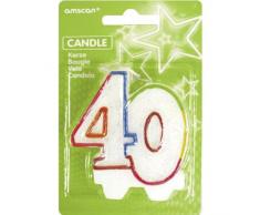 Amscan Geburtstags KERZE Glitter Glitzer WUNSCHZAHL (Zahl 40)