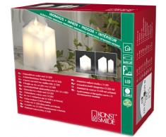 Konstsmide 1973-100 LED Echtwachskerzen 4er-Set / Schalter / Lichtsensor / 8 warm weiße Dioden / Batterien: 8xAA 1.5V