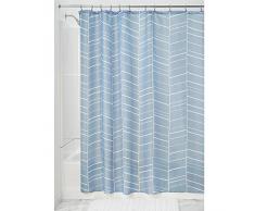InterDesign Kylie Duschvorhang | Badewannenvorhang mit 12 Ösen | waschbarer Duschvorhang 183,0 cm x 183,0 cm | Polyester blau