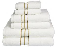 Superior - Hotelkollektion, luxuriöses Handtuchset, 100% Baumwolle, weiß/toastfarben, 900 Gramm, 6-teilig