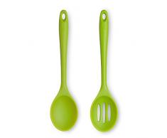 Zeal JSET6L Kochlöffel und Löffel aus Silikon, antihaftbeschichtet, Limettengrün, 2-teiliges Set