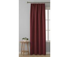 Deconovo Vorhang Blickdihct Thermogardine Verdunkelungsvorhang Kräuselband, Stoff, Rot, 245x140