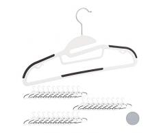 Relaxdays Kleiderbügel Set, Hosenstange, Kleid, Rock, Krawattenhalter, rutschfest, 360° drehbar, großes 30er Pack, weiß