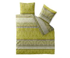 CelinaTex Fashion Bettwäsche 200 x 220 cm 3teilig Baumwolle Carrie Blumen Streifen Grün Grau Beige