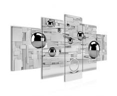 Bilder 3D Kugeln Wandbild 200 x 100 cm Vlies - Leinwand Bild XXL Format Wandbilder Wohnzimmer Wohnung Deko Kunstdrucke Grau 5 Teilig - MADE IN GERMANY - Fertig zum Aufhängen 504351c