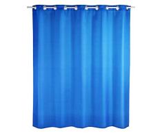 WENKO 22187100 Duschvorhang Comfort Flex Blau, waschbar, Polyester, 200 x 180 cm, Blau