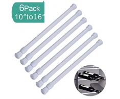 F-BBKO 6 verstellbare Schrank-Spannstangen, Federspannung, Vorhangstangen für Fenster, Küche, Fenster, Badezimmer (Federspannstange, 25,4 cm bis 40,6 cm)