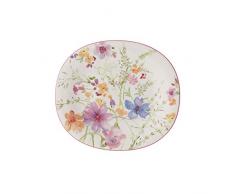 Villeroy & Boch Mariefleur Basic Ovaler Frühstücksteller, 23 x 19 cm, Premium Porzellan, Weiß/Bunt