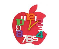 GMMH 3 D Design Modern Wanduhr 35 cm Apfel 1104 (rot)