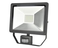 UNITEC LED Strahler mit 180° Infrarot-Bewegungsmelder 50 Watt, 4000 Lumen, inkl. Kabelanschluss, 6500 Kelvin, Anthrazit, IP44, Aluminiumdruckguss, Sicherheitsglas, Energieeffizienzklasse A+