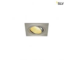 SLV LED Deckeneinbaustrahler NEW TRIA 150 I eckig, single, 2700K, CS, Clipfeder, gebürstet aluminium, Einbauleuchte, Deckenstrahler, dreh- und schwenkbare Deckeneinbauleuchte, Indoor