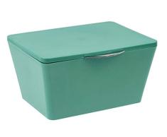 Wenko Aufbewahrungsbox mit Deckel Brasil, Aufbewahrungskorb für das Badezimmer, Badkorb aus bruchsicherem Kunststoff, 19 x 10 x 15,5 cm, grün