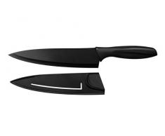 Premier Housewares Kochmesser, Antihaft-Klinge mit Deckel, Schwarzer PP, TPR-beschichteter Griff