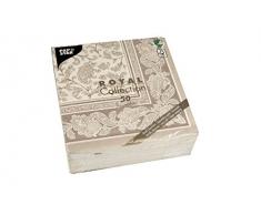 Papstar, 50 Servietten ROYAL Collection 1/4-Falz 40 cm x 40 cm mocca Ornaments, #19894