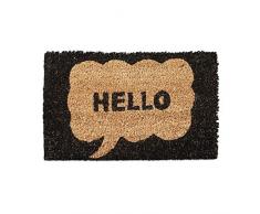 Relaxdays Fußmatte Kinder mit Bild Motiv HELLO als Türvorleger klein für Kinderzimmer aus Kokos mit rutschfestem Boden aus Gummi Mini Fußabtretet und Türmatte HBT: 1,5 x 40 x 25 cm, Motiv: Hello