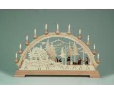 KWO Olbernhau 62022 Schwibbogen Forsthaus mit Waldleuten, 65 x 40 cm