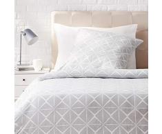 AmazonBasics - Bettwäsche-Set, Satin - 140 x 200 cm / 65 x 65 cm x 1, Quarz-Grau