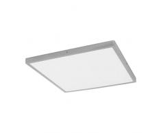 EGLO LED Deckenleuchte Fueva 1, 1 flammige Deckenlampe, L: 50x50 cm, Farbe: Silber, weiß, warmweiß, Material: Aluminium, Kunststoff, Wandleuchte