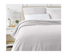 AmazonBasics - Bettwäsche-Set, Mikrofaser, melierter Stoff, 155 x 200 cm, Grau (Soft Grey)