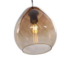 Briloner Leuchten - Pendelleuchte, Pendellampe mit rundem Vasen-Glas Metall, 40 Watt, braun