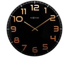 NeXtime Wanduhr CLASSY LARGE, lautlos, rund, aus Glas, Schwarz / Kupfer, ø 50 cm
