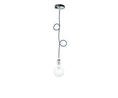 Eco Light Pendelleuchte, Hängeleuchte, Chrom, E27, 60 W, blau, 150 x 12 x 0 cm