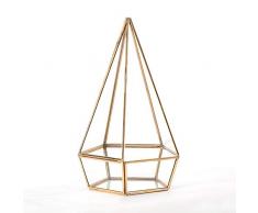 Madeleine Home Nantes Laterne aus Messing, dekorativ und antikes Glas, Metall, für Kerzen, Metall und Glas, 19 x 19 x 32 cm