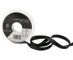 Berisfords 3501 Doppelseitiges Satinband, 20 m x 10 mm, Schwarz