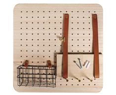 Rayher 62878000 Pin & Peg Starter Set, 40 x 40 x 2,5 cm, Board, inklusiv Zubehör, Ordnungssystem, Lochwand, Lochplatte, Holzregal, Wandregal mit Regalboden, Drahtkorb und Aufhängern