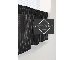 Cozymomdeco Vorhang für Café, Küche, gestreift, Leinen, handgefertigt, natürliche Baumwolle Schwarz