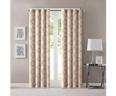 Madison Park Saratoga Ösenvorhang, mit Laubsägeaufdruck, für Wohnzimmer/Schlafzimmer Fensterplatte 100x84 beige