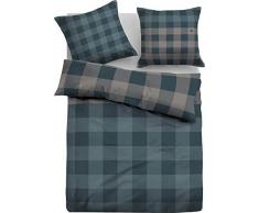 TOM TAILOR 0009866 Flanell Bettwäsche Garnitur mit Kopfkissenbezug (Baumwolle) 1x 155x220 cm + 1x 80x80 cm, Jeans