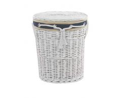 dvier SWWK-39WOval-a Wäschekorb, Weide, Weiß, BxTxH 37x26x47cm