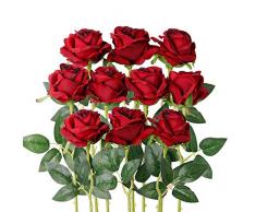 Luyue Künstliche Seidenrosen Blumenstrauß Hochzeit Party Home Decor 10 Stück Gradient Burgandy* 10 Pack