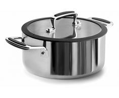 Lacor 53018 Trimétal Kochtopf mit Deckel, Edelstahl, Durchmesser 18 cm