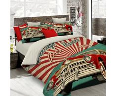 Italian Bed Linen Bettwäsche mit Digitaldruck A Abdeckung insgesamt auf Sack und über Kissenbezüge 2 Sitzer 100% Baumwolle 250x200x1 cm Multicolor 20