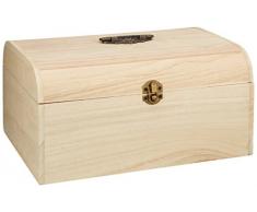 Rayher 6166600 Holz-Koffer, 29,5 x 20,5 x 14 cm, Antikbeschlag, Griff und Verschluss aus Metall, Bastelkoffer, Utensilienkoffer, Holzkoffer, Holzbox, unlackiert, naturbelassen, ohne Inneneinteilung