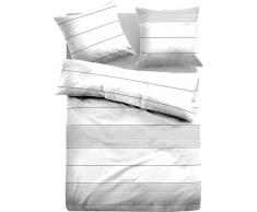 TOM TAILOR 0069892 Satin Bettwäsche Garnitur mit Kopfkissenbezug (Baumwolle) 1x 155x200 cm + 1x 80x80 cm, grau