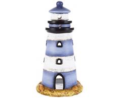 HEITMANN DECO Windlicht Leuchtturm aus Keramik - schöne maritime Deko - Tischdeko, Wohnzimmer - Blau, Weiß