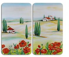 WENKO 2521457500 Herdabdeckplatte Universal Toscana - 2er Set, für alle Herdarten, Gehärtetes Glas, 30 x 1.8-4.5 x 52 cm, Mehrfarbig