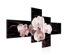 Bilder Blumen Orchidee Wandbild 150 x 60 cm Vlies - Leinwand Bild XXL Format Wandbilder Wohnzimmer Wohnung Deko Kunstdrucke Rosa 4 Teilig - MADE IN GERMANY - Fertig zum Aufhängen 203245c