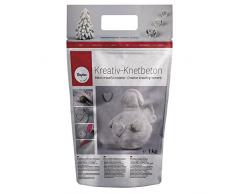Rayher Kreativ-Knetbeton 1kg- im handlichen, wiederverschließbarem Beutel- für kreative Ideen zum Formen, Kneten, Modellieren, Drucken und Ummanteln – Bastelbeton für kreative Beton-Looks