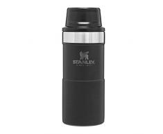 Stanley Legendary Classic Vakuum-Thermobecher Kaffeebecher to go 0.35L, Mattschwarz, 18/8 Edelstahl, Doppelwandige Vakuumisolierung, Auslaufsicher, für PKW-Getränkehalter, Coffee to go Becher